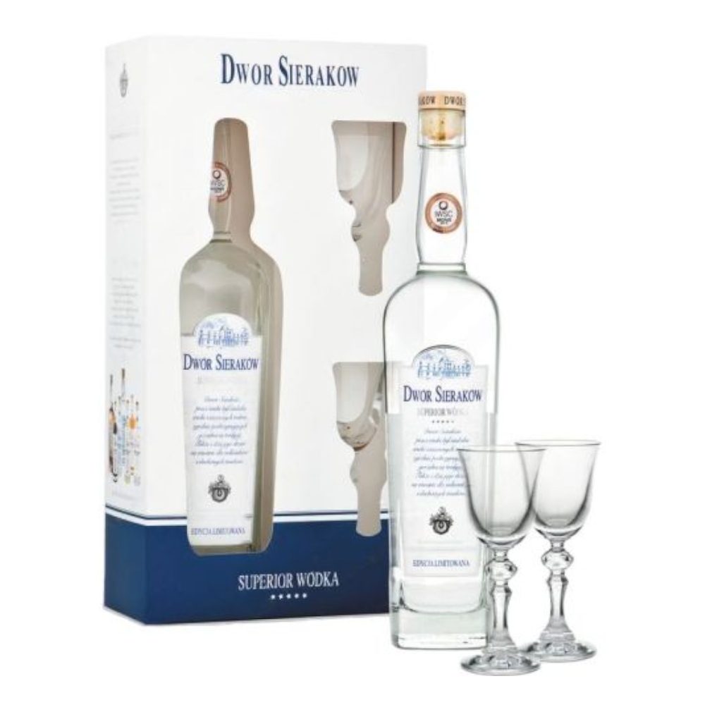 Dwór Sieraków Superior Wódka 0,7 l w pudełku z dwoma kieliszkami